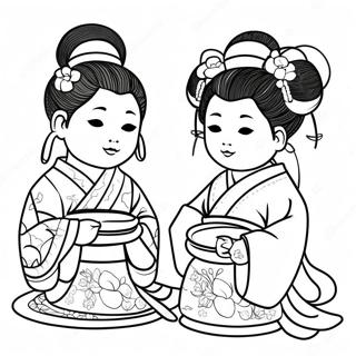 Traditionele Hinamatsuri Poppen Kleurplaat 72215-59651