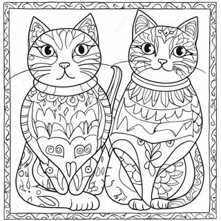 Kleurige Katten Van Laurel Burch Kleurplaat 72785-60102