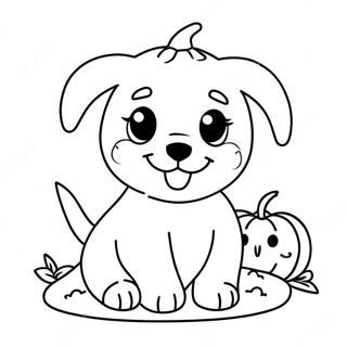 Schattige Halloween Puppy Met Pompoen Kleurplaat 7325-5957