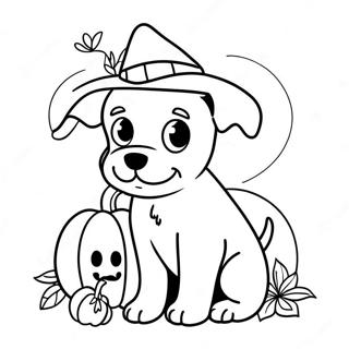 Schattige Halloween Puppy Met Pompoen Kleurplaat 7325-5958