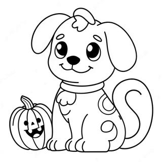 Schattige Halloween Puppy Met Pompoen Kleurplaat 7325-5959