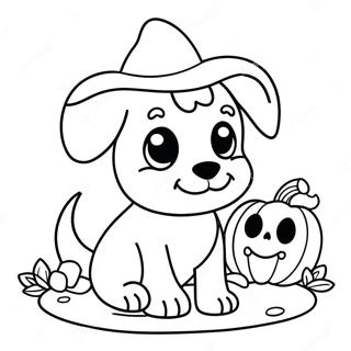 Schattige Halloween Puppy Met Pompoen Kleurplaat 7325-5960