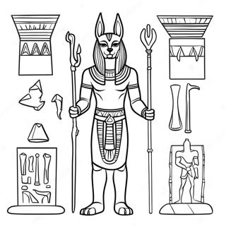 Anubis Met Egyptische Artefacten Kleurplaat 74016-61113