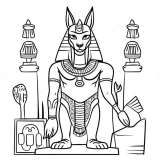 Anubis Met Egyptische Artefacten Kleurplaat 74016-61115