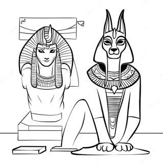 Anubis Met Egyptische Artefacten Kleurplaat 74016-61116