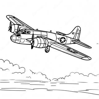 Vintage B 17 Bomber In Vlucht Kleurplaat 74396-61381