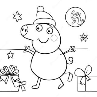 Peppa Pig Met Kerstmuts Kleurplaat 7835-6366