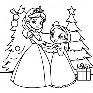 Elsa En Anna Versieren Een Kerstboom Kleurplaat 8336-6842