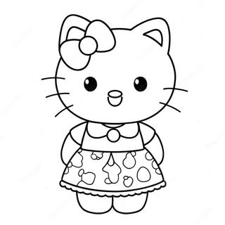 Hello Kitty In Een Schattige Jurk Kleurplaat 8406-6890