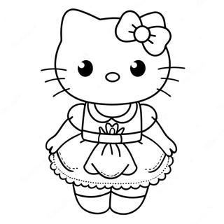 Hello Kitty In Een Schattige Jurk Kleurplaat 8406-6891