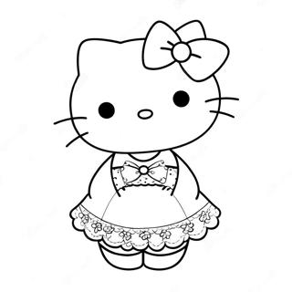 Hello Kitty In Een Schattige Jurk Kleurplaat 8406-6892