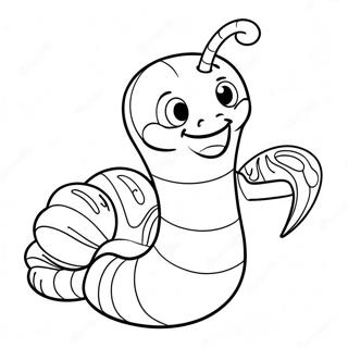 Schattige Cartoon Worm Kleurplaat 8506-6970