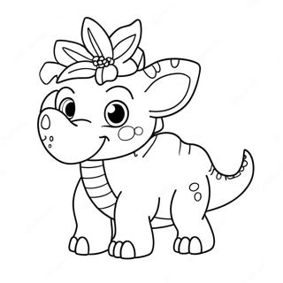 Schattige Triceratops Met Bloemen Kleurplaat 8957-7324