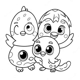 Schattige Hatchimal Vrienden Kleurplaat 9087-7427