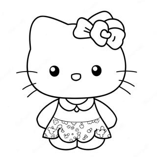 Hello Kitty In Een Schattige Jurk Kleurplaat 9217-7529