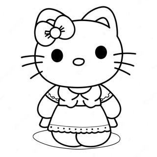 Hello Kitty In Een Schattige Jurk Kleurplaat 9217-7530