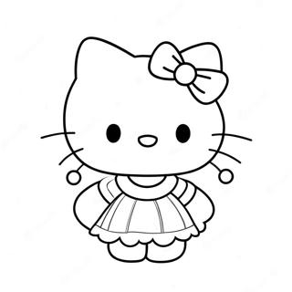 Hello Kitty In Een Schattige Jurk Kleurplaat 9217-7532