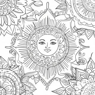 Intricate Bohemian Zon Ontwerp Kleurplaat 9237-7548