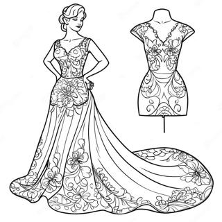 Elegante Coquette Met Bloemenjurk Kleurplaat 9767-8040