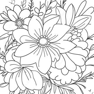 Levendige Aquarel Bloemen Kleurplaat 9897-8141